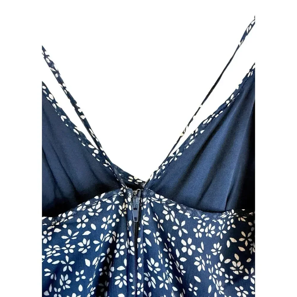 Trixxi Women's Shorts Romper Dark Navy Blue White‎ Ditsy Floral Print Size S